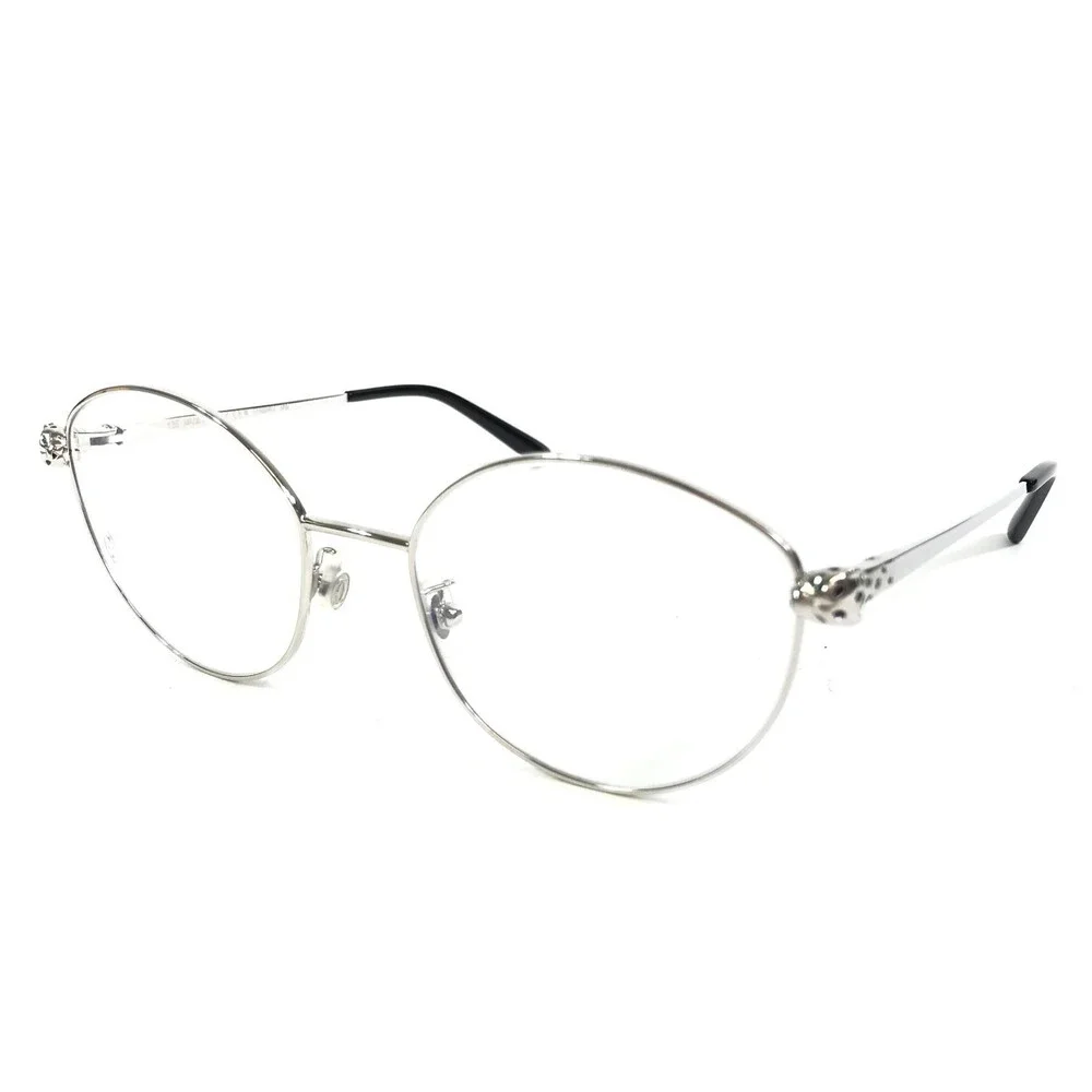 Cartier Eyeglasses Frames CT0234O 002 Shiny Silver Cat Eye Wire Rim 54-19-135